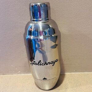 Stolichnaya Stainless Steel Cocktail Shaker Vintage Barware Vodka promo 3-Piece